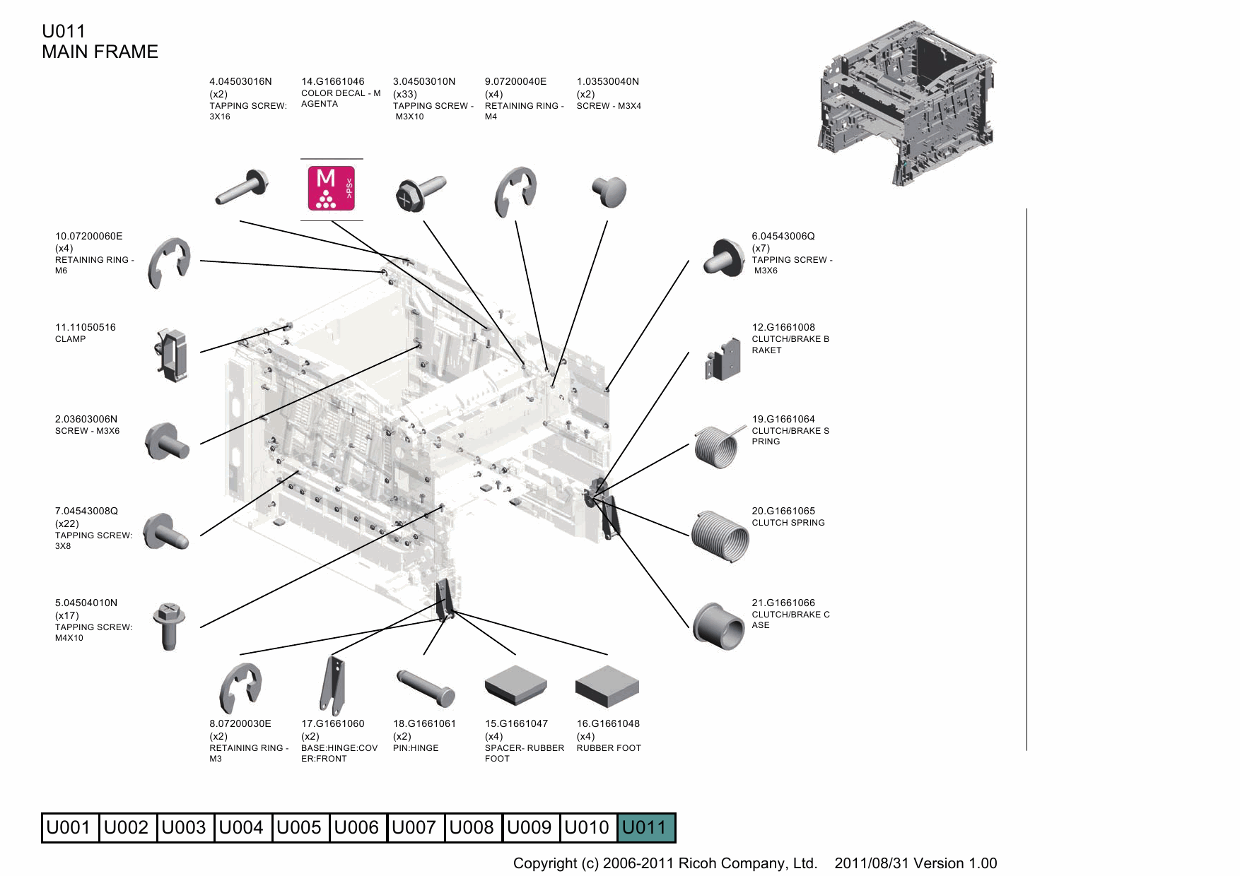 RICOH Aficio SP-C240DN C242DB C240SF C242SF M095 M096 M099 M100 Parts Catalog-2